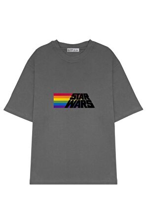 Unisex Oversize T-shirt Star Wars Rainbow Stripe Logo