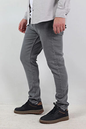 Slim Fit Erkek Kot Pantolon Gri