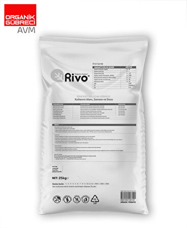 Riverm - Rivo Katı Organik Solucan Gübresi 25 Kilogramlık Katmanlı Telis Çuvalda