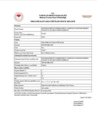 Riverm – Rivo’s Humik Asit – Leonardit kaynaklı IBC/1000L 