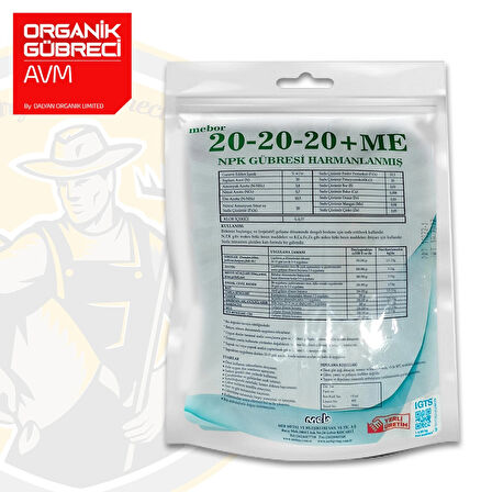 Meb NPK  20+20+20 +ME 1 Kg Harmanlanmış Toz Gübre