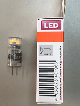 10 ADET OSRAM G4 LED LAMBA 12V 1,5W=200 LÜMEN 2700 KELVİN SARI 15,000 SAAT 12mmX33mm
