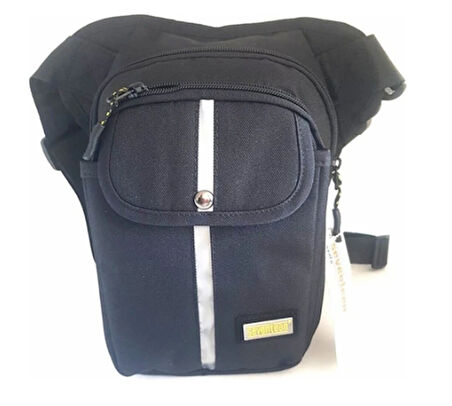 OGDO - Unisex Siyah Motorcu Bacak ve Çapraz Çanta - 4963