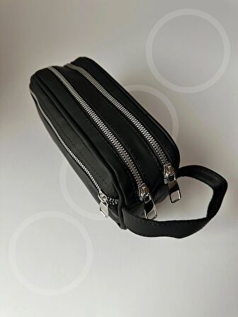 OGDO - Erkek Siyah Deri Portföy Clutch ve Günlük El Çantası - 5011