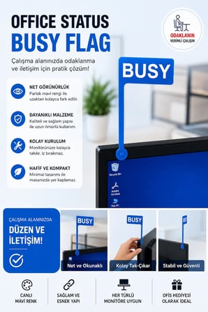 Busy Flag Monitör Durum Göstergesi | Ofis Odaklanma ve Çalışma Uyarı Aparatı | 3D Baskı