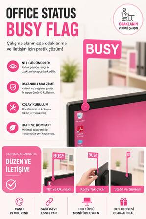 Busy Flag Monitör Durum Göstergesi | Ofis Odaklanma ve Çalışma Uyarı Aparatı | 3D Baskı
