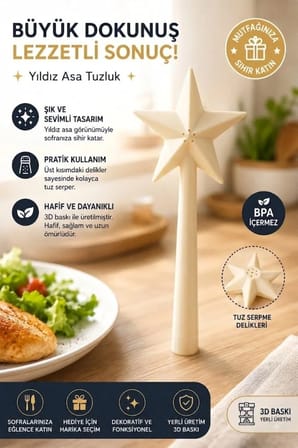 3D Baskı Sihirli Değnek Tuzluk ve Baharatlık | Magic Wand Salt Shaker