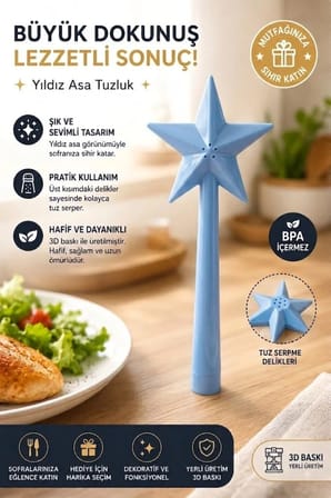 3D Baskı Sihirli Değnek Tuzluk ve Baharatlık | Magic Wand Salt Shaker