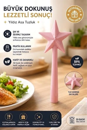 3D Baskı Sihirli Değnek Tuzluk ve Baharatlık | Magic Wand Salt Shaker
