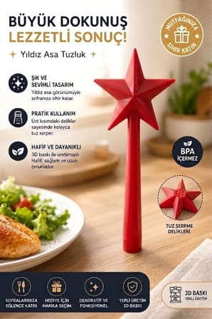 3D Baskı Sihirli Değnek Tuzluk ve Baharatlık | Magic Wand Salt Shaker
