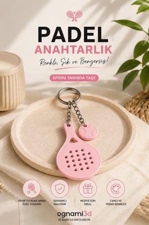 3D Baskı Padel Raketi Anahtarlık - Renk Seçenekli Mini Padel Anahtarlık