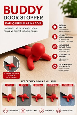 3D Baskı Sevimli Figürlü Kapı Tutucu | Pratik Doorstop Kapı Sabitleyici | Ev Ofis İçin Kapı Stoperi+