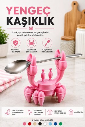 3D Baskı Yengeç Kaşıklık | Mutfak Tezgahı Kaşık Dinlendirme Aparatı