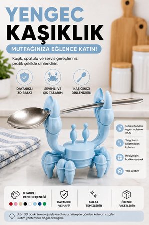 3D Baskı Yengeç Kaşıklık | Mutfak Tezgahı Kaşık Dinlendirme Aparatı