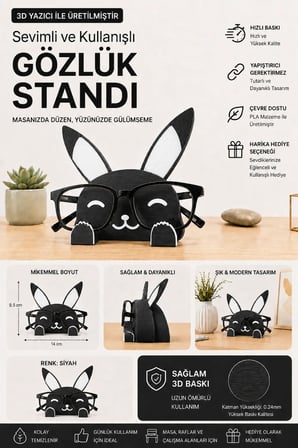 3D Baskı Gözlük Standı Dekoratif Masaüstü Gözlük Tutucu