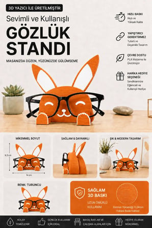 3D Baskı Gözlük Standı Dekoratif Masaüstü Gözlük Tutucu