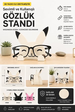 3D Baskı Gözlük Standı Dekoratif Masaüstü Gözlük Tutucu