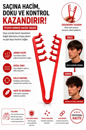 OGNAMI3D 3D Baskı Geniş Dişli Saç Şekillendirme Tarağı Ergonomik Tarak