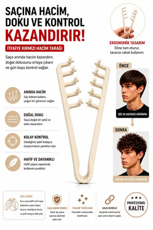 OGNAMI3D 3D Baskı Geniş Dişli Saç Şekillendirme Tarağı Ergonomik Tarak