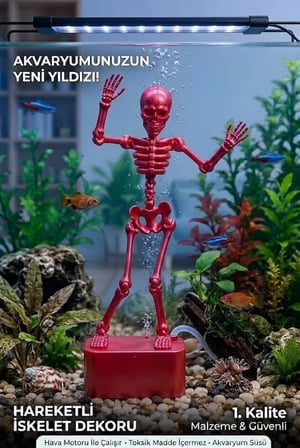 Dans Eden İskelet Akvaryum Hava Taşı Dekoru Hareketli 3D Baskı