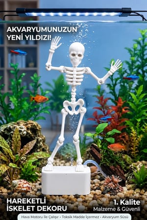 Dans Eden İskelet Akvaryum Hava Taşı Dekoru Hareketli 3D Baskı