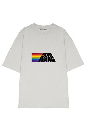Unisex Oversize T-shirt Star Wars Rainbow Stripe Logo