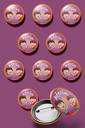 Öğrenci Rozet Seti - Aferin - İğneli Buton Rozet Seti - Broş - Yaka - Çanta Rzt. 5 Adet