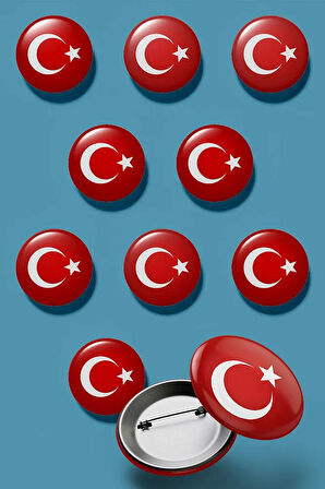 Öğrenci Rozet Seti - Türk Bayrağı- İğneli Buton Rozet Seti - Broş - Yaka - Çanta Rozet. 10 Adet