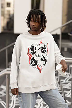 Tasarım The Beatles Baskılı Unisex Oversize Müzik Grubu Sweatshirt