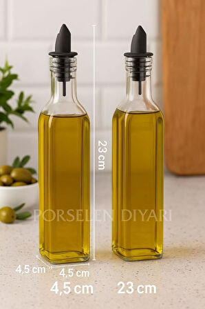 2'li Şeffaf Cam Silikon Tıpalı Yağdanlık Sirkelik 23 Cm 250 ml