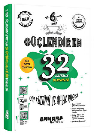 Ankara Yayıncılık 6. Sınıf Güçlendiren 32 Haftalık Din Kültürü ve Ahlak Bilgisi Kazanım Denemeleri