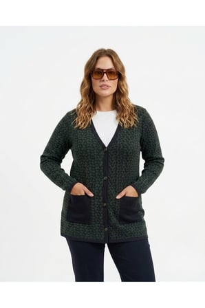 ÇELİK ÖRGÜ KLASİK LEOPAR DESEN TRİKO CEKET