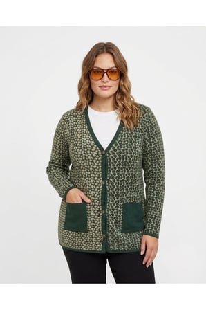 ÇELİK ÖRGÜ KLASİK LEOPAR DESEN TRİKO CEKET