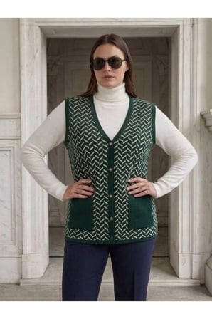 Desenli̇ Çeli̇K Örgü Klasi̇K Tri̇Ko Yelek