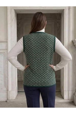 Desenli̇ Çeli̇K Örgü Klasi̇K Tri̇Ko Yelek