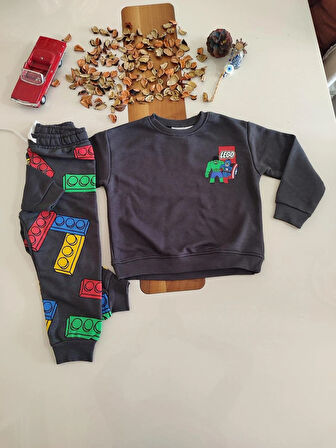 LEGO BASKILI 3İPLİK ŞARDONSUZ ALT ÜST ERKEK ÇOCUK TAKIMI