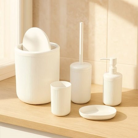 Evidea Bath Linea 5'li Banyo Seti - Beyaz