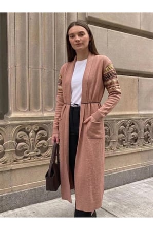 KİLİM DESEN UZUN TRİKO KADIN HIRKA