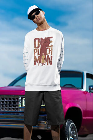 One Punch Man Baskılı Unisex Oversize Anime Sweatshirt