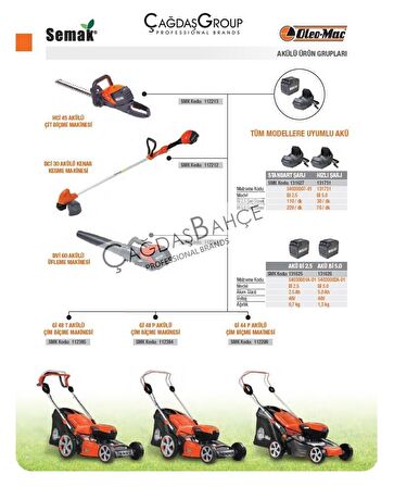 Oleomac BCİ30 Akülü Kenarkesme Tırpan 2.5 AH Akü+ Şarj Aleti