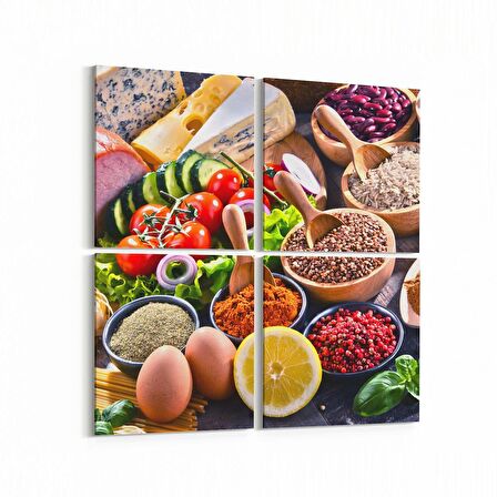Olla 14989K4 Gıda Görseli Kare 4'lü Kanvas Tablo (Ölçü: 145X145)
