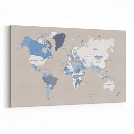 Olla 16173Y Harita Görseli Yatay Kanvas Tablo (Ölçü: 90X60)