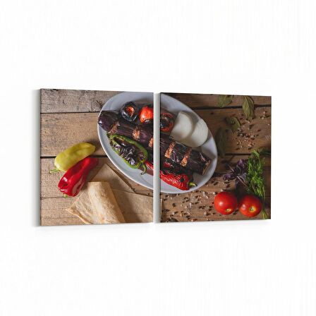 Olla 15097K2Y Gıda Görseli Kare 2'li Yatay Kanvas Tablo (Ölçü: 125X60)