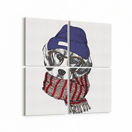 Olla 12623K4 Hayvanlar Alemi Görseli Kare 4'lü Kanvas Tablo (Ölçü: 145X145)