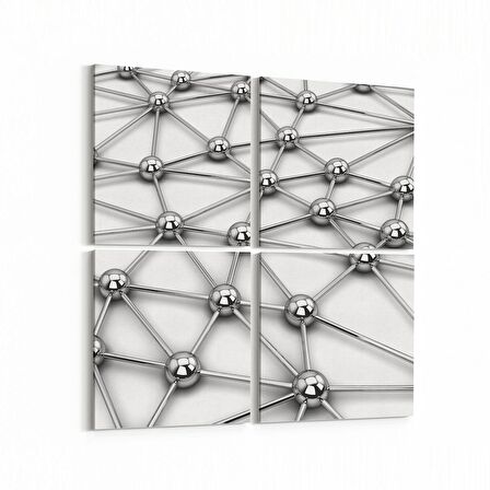 Olla 10328K4 Abstract Görsel Kare 4'lü Kanvas Tablo (Ölçü: 145X145)