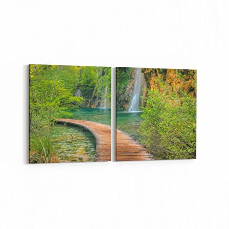 Olla 13711K2Y Doğa / Manzara Görseli Kare 2'li Yatay Kanvas Tablo (Ölçü: 105X50)
