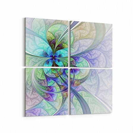 Olla 10078K4 Abstract Görsel Kare 4'lü Kanvas Tablo (Ölçü: 145X145)