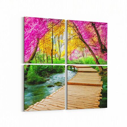 Olla 13359K4 Doğa / Manzara Görseli Kare 4'lü Kanvas Tablo (Ölçü: 105X105)