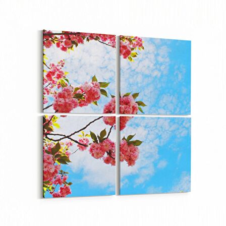 Olla 10468K4 Ağaç Görseli Kare 4'lü Kanvas Tablo (Ölçü: 145X145)