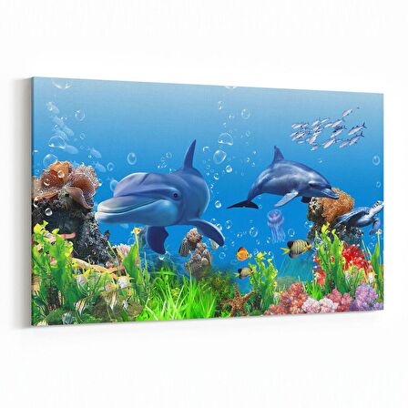Olla 12102Y Akvaryum / Balık Görseli Yatay Kanvas Tablo (Ölçü: 45X30)
